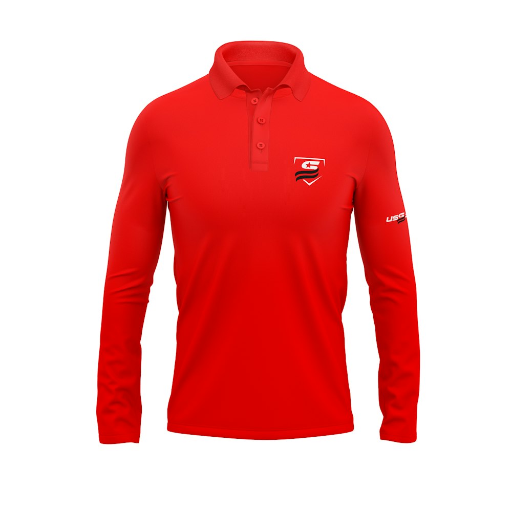 Official USSSA Umpire Polo Red Long Sleeve Umpire Gear official-usssa-umpire-polo-red-long-sleeve-umpire-gear